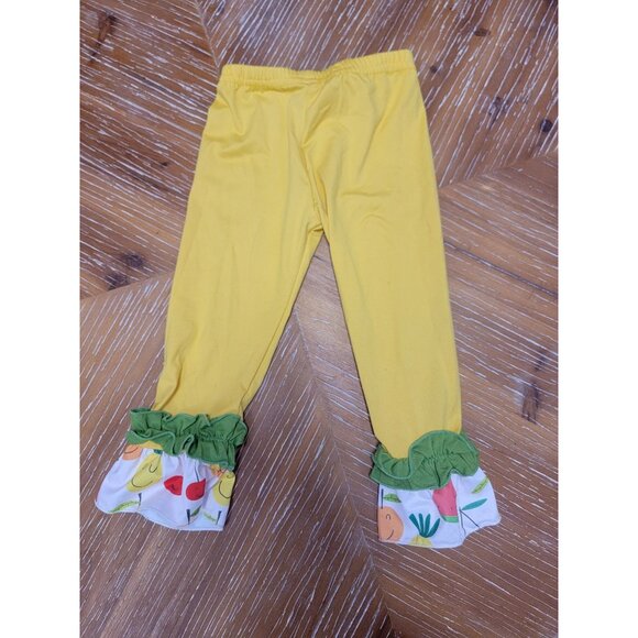 Little Jo Lemon Toddler Girls 4T Yellow Ruffle Leggings & Fruit Print Tunic Set - Picture 4 of 5